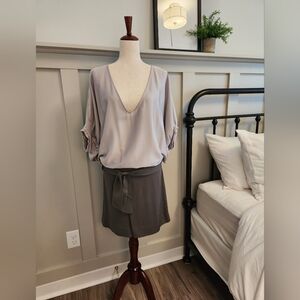 Diane von Furstenberg Enda Two-Tone Silk Drop Waist Mini Dress